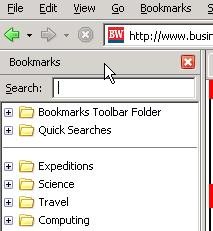 Bookmarks sidebar in Firefox